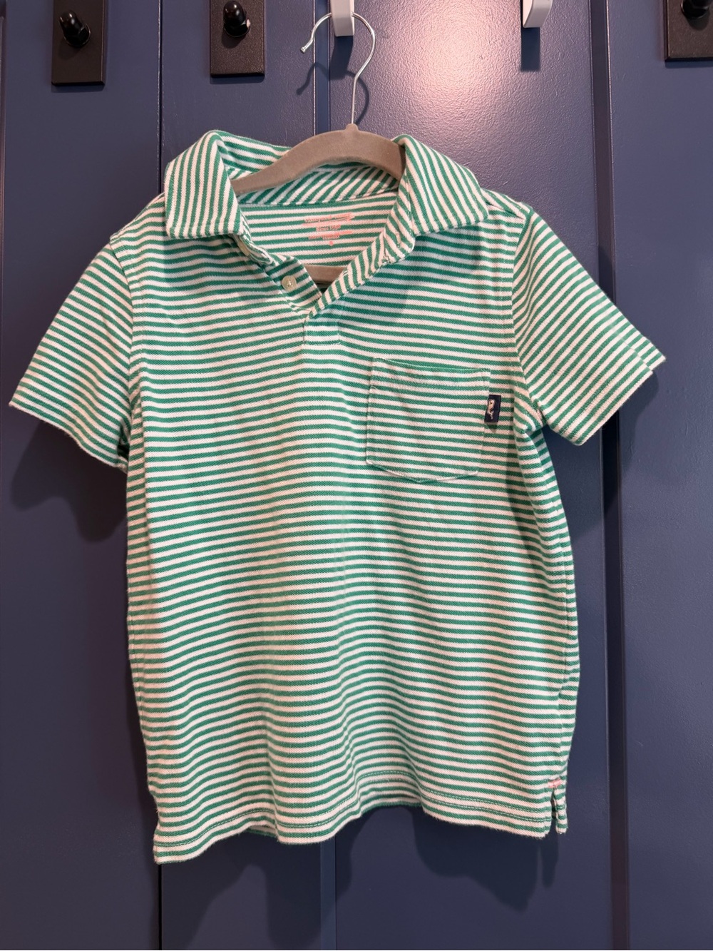 Vineyard Vines Green & White Striped Polo